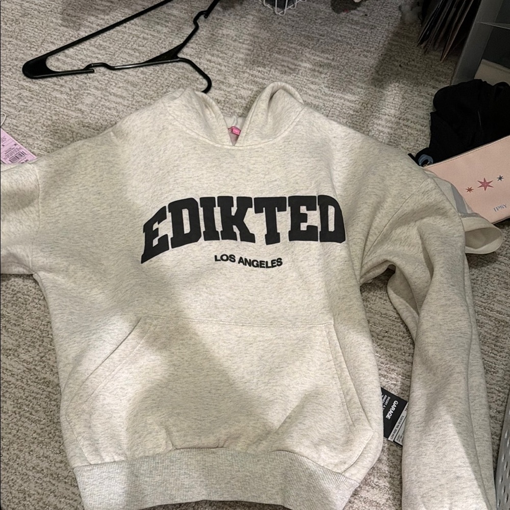 Edikted Heather Gray Logo Pullover Hoodie